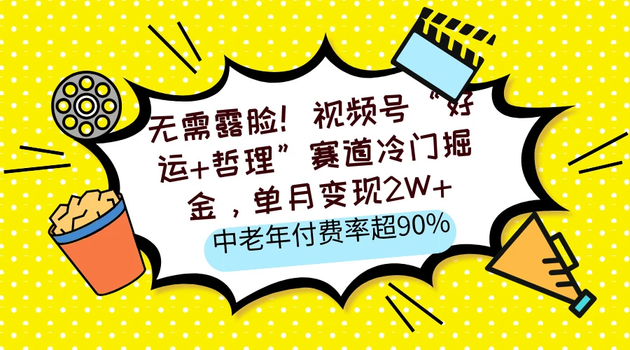 无需露脸！视频号“好运+哲理”赛道冷门掘金，单月变现2W+，中老年付费率超90% 第1张